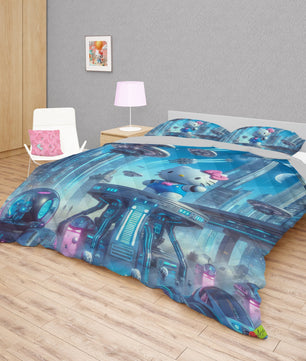 Summer quilt sets - Hello Kitty cotton quilting 3D cute bedroom - New city quilt and pillowcase - Lusy Store LLC