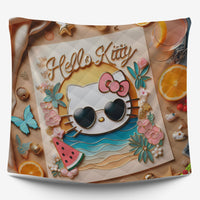Summer quilt sets - Hello Kitty cotton quilting 3D cute bedroom - Orange quilt and pillowcase - Lusy Store LLC