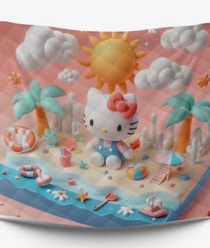 Summer quilt sets - Hello Kitty cotton quilting 3D cute bedroom - quilt and pillowcase - Lusy Store LLC