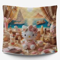 Summer quilt sets - Hello Kitty cotton quilting sunset 3D bedroom - Cute quilt and pillowcase - Lusy Store LLC