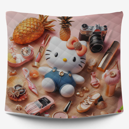 Summer quilt sets - Luxury Hello Kitty cotton quilting 3D bedroom - Cute quilt and pillowcase - Lusy Store LLC