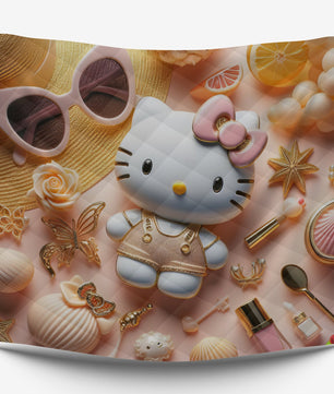 Summer quilt sets - Luxury Hello Kitty cotton quilting 3D bedroom - Cute quilt and pillowcase - Lusy Store LLC