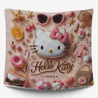 Summer quilt sets - Pink luxury Hello Kitty cotton quilting 3D bedroom - Cute quilt and pillowcase - Lusy Store LLC