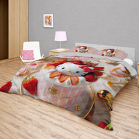 Summer quilt sets - Strawberry Hello Kitty cotton quilting 3D bedroom - Cute quilt and pillowcase - Lusy Store LLC