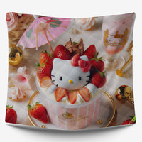 Summer quilt sets - Strawberry Hello Kitty cotton quilting 3D bedroom - Cute quilt and pillowcase - Lusy Store LLC