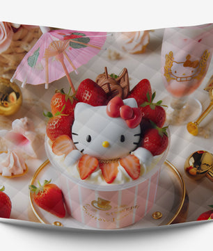 Summer quilt sets - Strawberry Hello Kitty cotton quilting 3D bedroom - Cute quilt and pillowcase - Lusy Store LLC