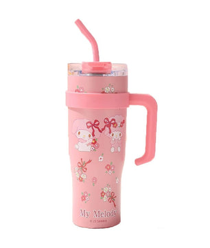 Thermos Bottle Cute Hello Kitty Kuromi Cinnamoroll Melody Stainless Steel Water Bottle 1200ml With Straw Gift - Lusy Store LLC