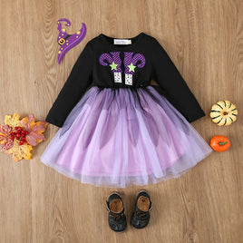 Trendy Girls' Halloween Theme Shirt Dress with Versatile Stitching - Lusy Store LLC