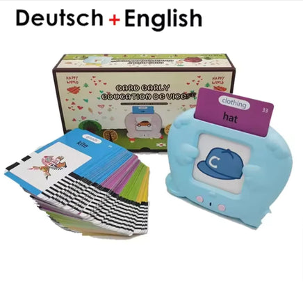 Multilingual Learning Flash Cards for Kids :English, German Audio Fun Blue-German 4"L x 4"W
