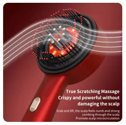 Portable 3-Mode Red Light Laser Electric Massage Comb Red