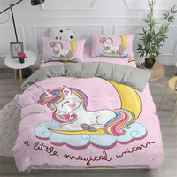 Unicorn Duvet Cover Cute Cartoon Bedding Set Rainbow Stripes Animals Girls Gifts for Bedroom Decorations - Lusy Store LLC