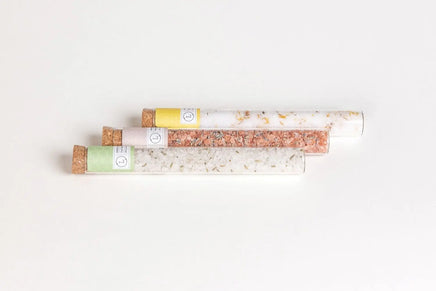 Natural Bath Salts and Bath Bombs Gift set in 7 Glass Tubes, Luxurious Bath Experience