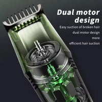 Washable Electric Vacuum Beard Trimmer: Mess-Free Wet & Dry Grooming with Auto-Suction! - Lusy Store LLC 