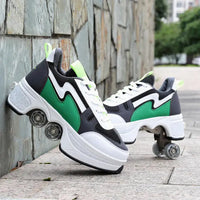 Casual Sneakers Walk Roller Skates Green White 39