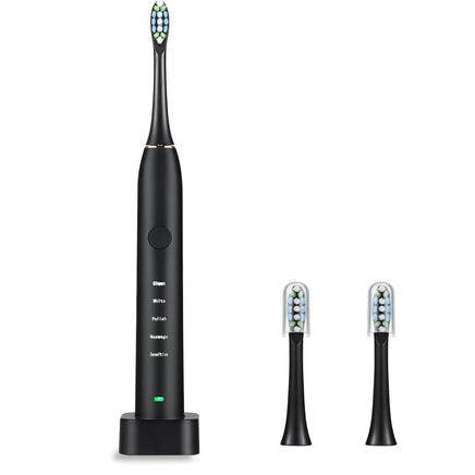 Electric Toothbrush IPX7 Replacement Heads Set Black 22x2.4x2.4cm