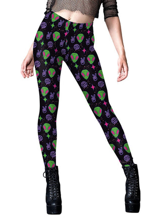 Women's Halloween Horror Hand Digital Print Yoga Leggings with Elastic Waistband - Lusy Store LLC