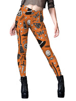 Women's Halloween Horror Hand Digital Print Yoga Leggings with Elastic Waistband - Lusy Store LLC