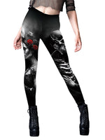Women's Halloween Horror Hand Digital Print Yoga Leggings with Elastic Waistband - Lusy Store LLC