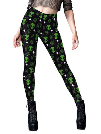 Women's Halloween Horror Hand Digital Print Yoga Leggings with Elastic Waistband - Lusy Store LLC