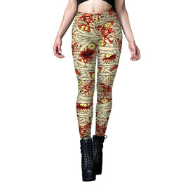 Women's Halloween Leggings - Bandage Print Yoga Pants for a Festive Workout - Lusy Store LLC