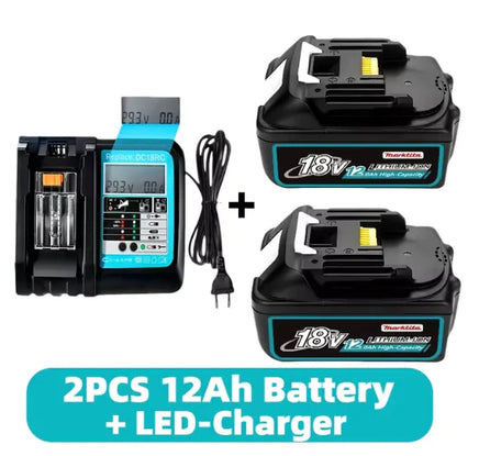 Original Li-Ion Battery – 18V, Available in 6.0Ah, 8.0Ah, 12.0Ah DC18RC Charger 12Ahx2 - LED charger