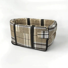 Pet Carpool Seat Khaki Grid 48*26*24 18.9*10.2*9.4 inch