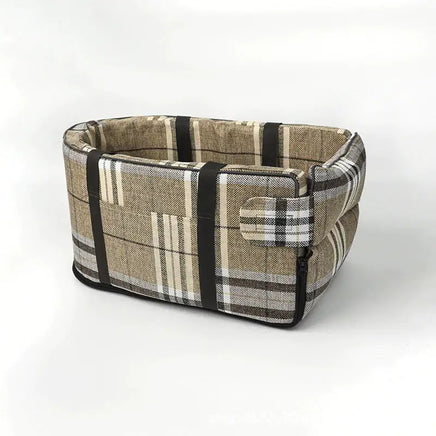 Pet Carpool Seat Khaki Grid 48*26*24 18.9*10.2*9.4 inch