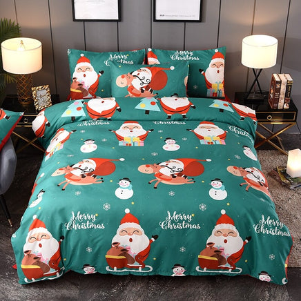 Christmas Bedding Sets Cute Merry Christmas Santa Claus Bed Set Gifts USA Size Green