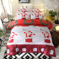 Christmas Bedding Sets Cute Merry Christmas Santa Claus Bed Set Gifts USA Size White Red