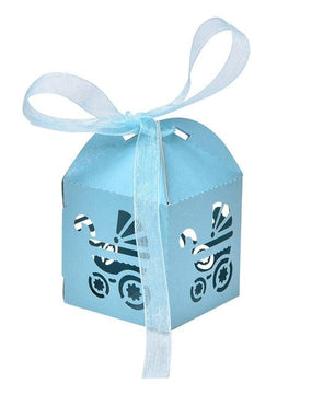 10Pcs Carriage Shape Party Gift Holder Baby Shower Candy Boxes With Ribbon Shower - Lusy Store