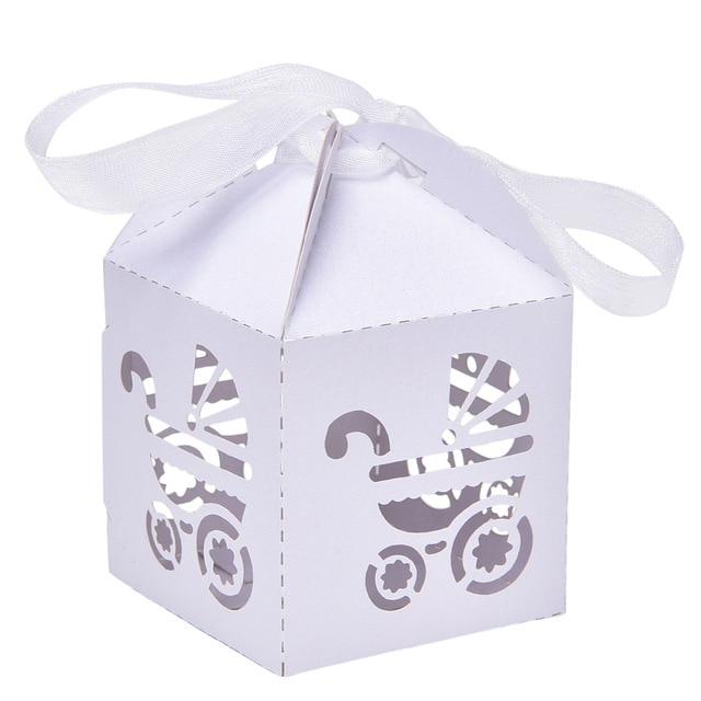 10Pcs Carriage Shape Party Gift Holder Baby Shower Candy Boxes With Ribbon Shower - Lusy Store