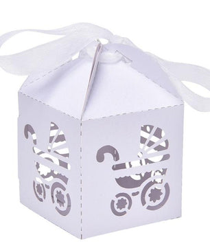 10Pcs Carriage Shape Party Gift Holder Baby Shower Candy Boxes With Ribbon Shower - Lusy Store