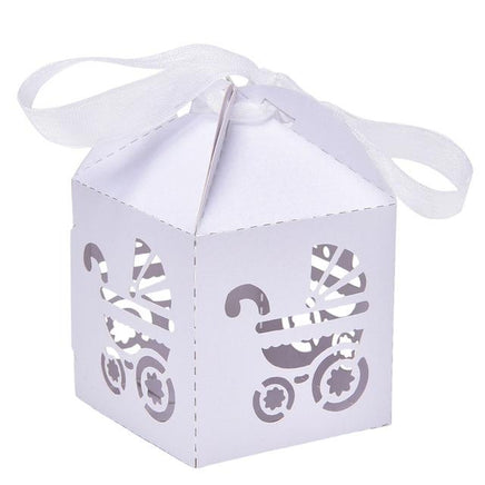 10Pcs Carriage Shape Party Gift Holder Baby Shower Candy Boxes With Ribbon Shower - Lusy Store