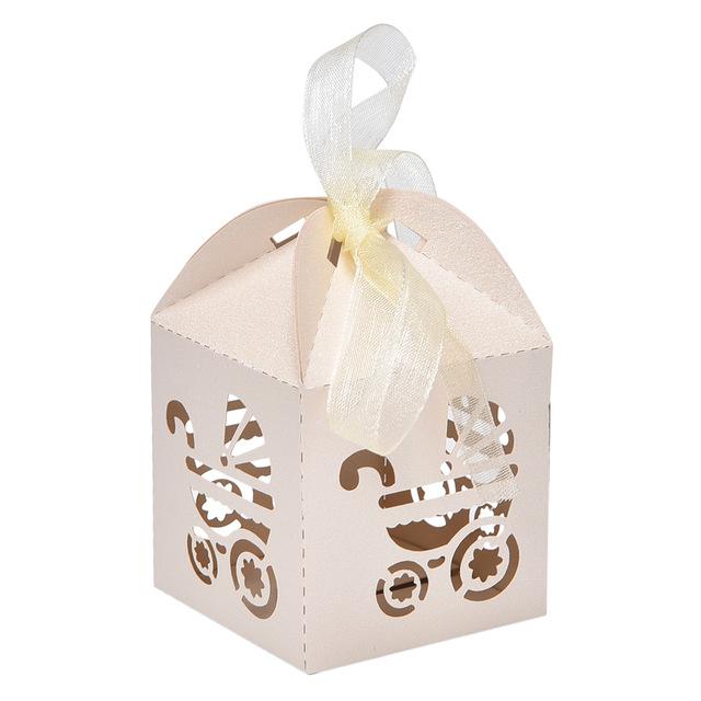 10Pcs Carriage Shape Party Gift Holder Baby Shower Candy Boxes With Ribbon Shower - Lusy Store