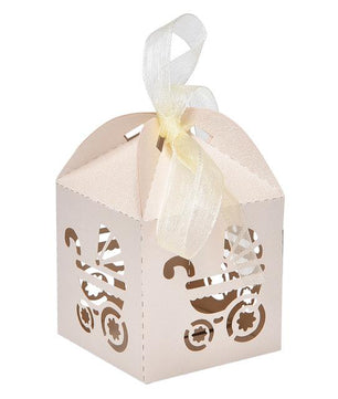 10Pcs Carriage Shape Party Gift Holder Baby Shower Candy Boxes With Ribbon Shower - Lusy Store