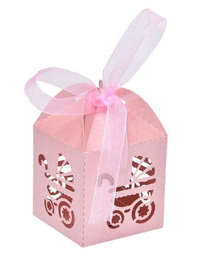 10Pcs Carriage Shape Party Gift Holder Baby Shower Candy Boxes With Ribbon Shower - Lusy Store