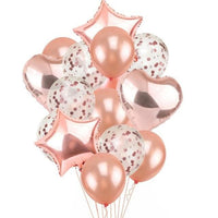 12 Confetti Balloons 14x/Set Latex Heart Champagne Star Balloons Foil Wedding Party - Lusy Store