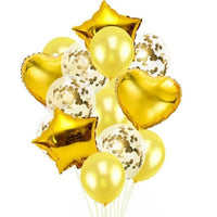 12 Confetti Balloons 14x/Set Latex Heart Champagne Star Balloons Foil Wedding Party - Lusy Store