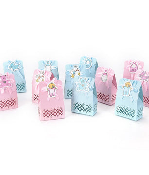 12Pcs Cute Boy And Girl Paper Baptism Baby Shower Candy Box Decoration Kid Favors - Lusy Store