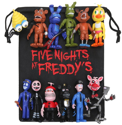 12pcs FNAF PVC Action Figures with Gift Bag Five Nights At Freddy's Freddy Fazbear Foxy brinqudoes - Lusy Store