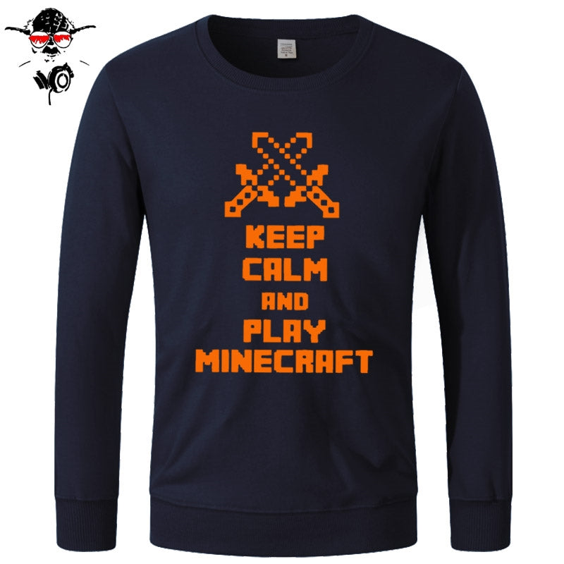 Minecraft Hoodie Tops Sweatshirts Unisex Keep Calm and Play Minecraft Cotton Funny - Lusy Store
