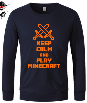 Minecraft Hoodie Tops Sweatshirts Unisex Keep Calm and Play Minecraft Cotton Funny - Lusy Store