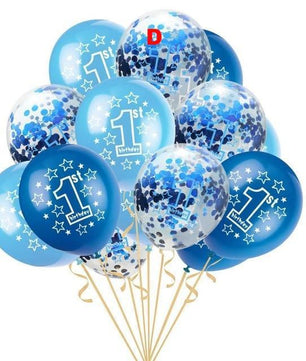 15pcs Foil Latex Confetti Balloon Baby One Year Old Happy Birthday Party - Lusy Store