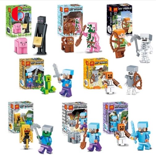 16Pcs/Lot Minecraft Steve Alex Zombie Enderman Reuben Skeleton Weapon Action Figures Toys - Lusy Store