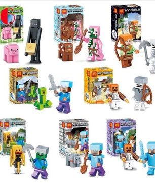 16Pcs/Lot Minecraft Steve Alex Zombie Enderman Reuben Skeleton Weapon Action Figures Toys - Lusy Store