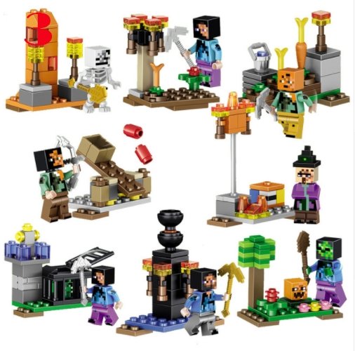 16Pcs/Lot Minecraft Steve Alex Zombie Enderman Reuben Skeleton Weapon Action Figures Toys - Lusy Store