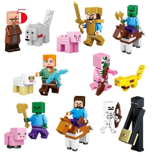16Pcs/Lot Minecraft Steve Alex Zombie Enderman Reuben Skeleton Weapon Action Figures Toys - Lusy Store