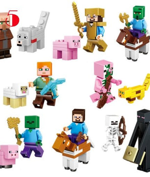 16Pcs/Lot Minecraft Steve Alex Zombie Enderman Reuben Skeleton Weapon Action Figures Toys - Lusy Store