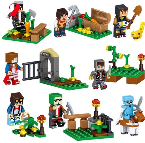 16Pcs/Lot Minecraft Steve Alex Zombie Enderman Reuben Skeleton Weapon Action Figures Toys - Lusy Store