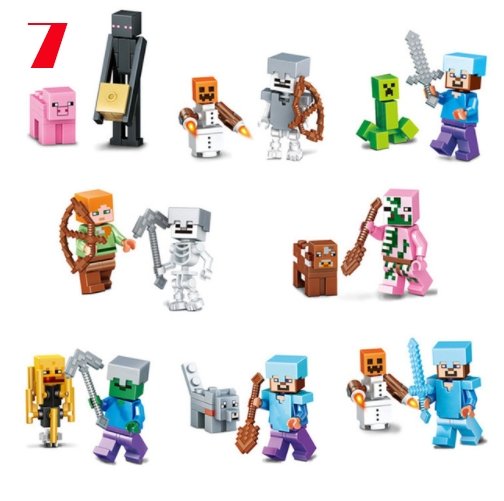 16Pcs/Lot Minecraft Steve Alex Zombie Enderman Reuben Skeleton Weapon Action Figures Toys - Lusy Store
